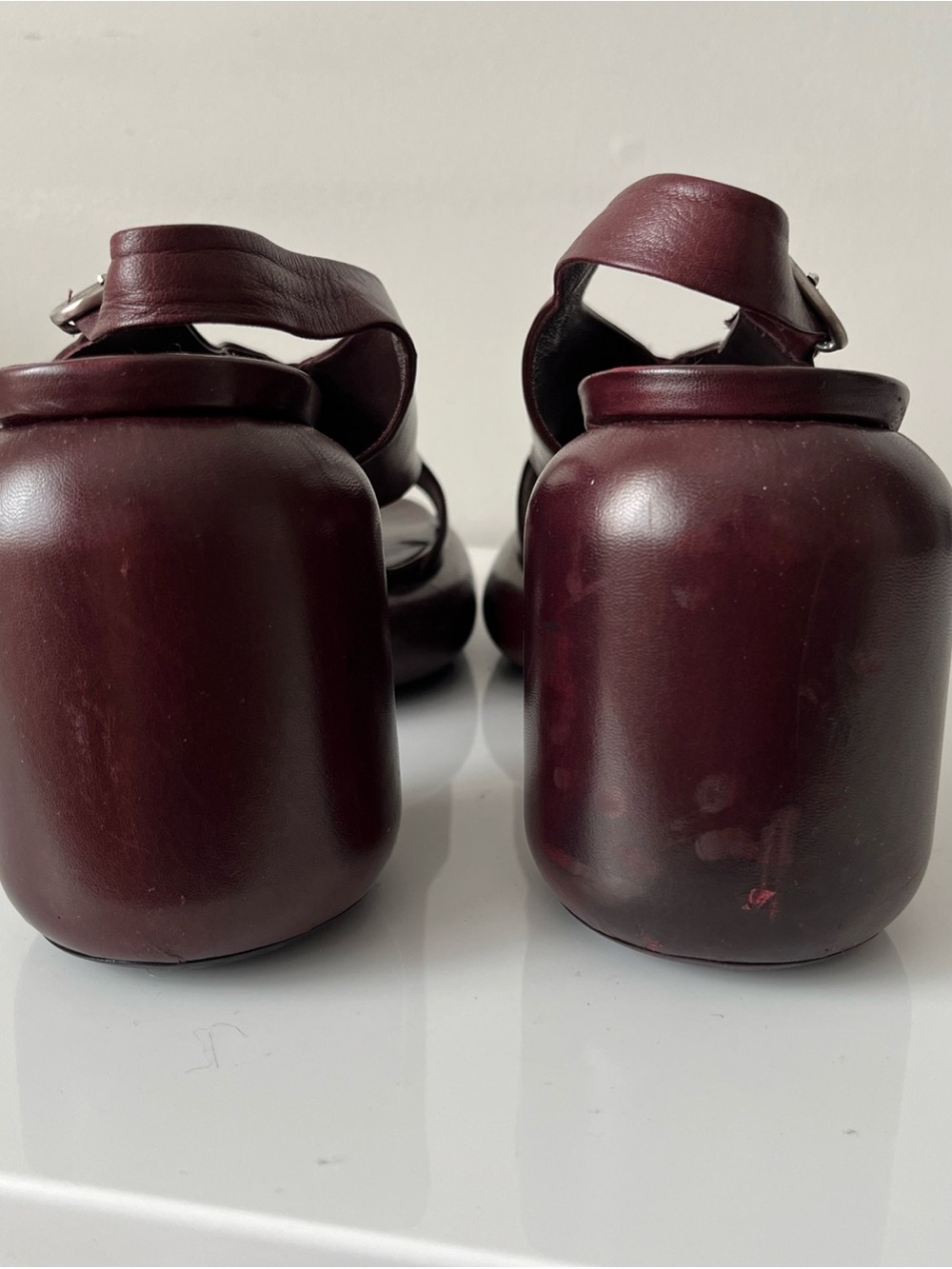 Jil Sander Burgundy Leather Platform Slingback Sandals – EU 40 – Made in Italy - Picture 4 of 7